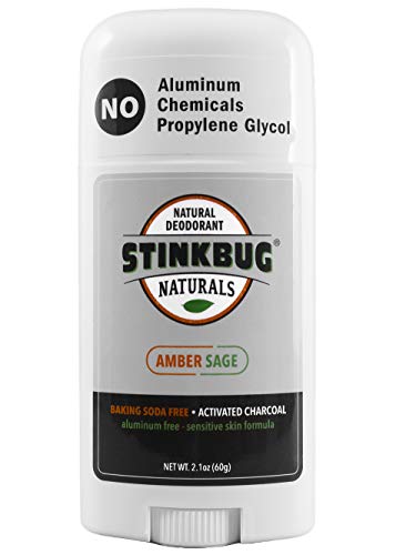 STINKBUG NATURALS Organic Charcoal Deodorant Stick - Natural Amber Sage with Activated Charcoal - 2.1 oz (Ounce) for Women/Men / Children