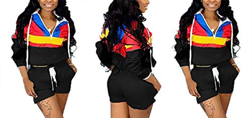 Molilove Women 2 Piece Sunscreen Outfits Lightweight Windbreaker Pullover Crop Top Pants Rashguards Set