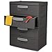 Sterilite 01743V01 4 Drawer Unit, Flat Gray with Black Handles & Drawer Interiors, 1-Pack