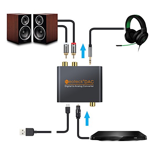 Neoteck DAC Converter Digital SPDIF Coaxial Toslink to Analog Stereo L/R RCA 3.5mm Jack Audio Converter Adapter with Optical Cable for PS3 XBox HD DVD PS4 Sky HD Plasma Blu-ray Home Cinema Systems - Thumbnail 2