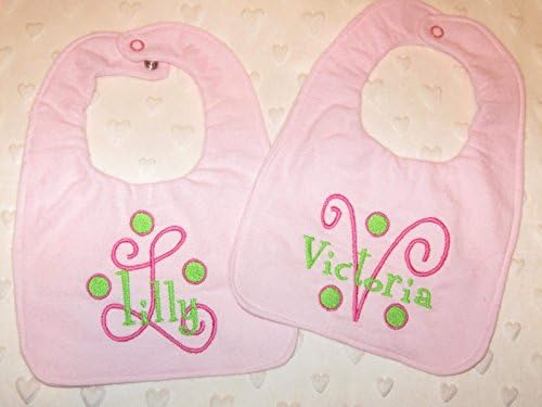 Personalized Baby Bib and Burp cloth set Dot Monogram Boys or Girls