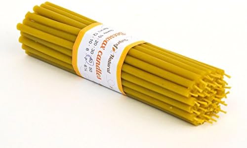 40 Natural 100% Pure Beeswax Taper Candles ( 7") Natural Honey Scent Birthday Cake