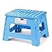 ACSTEP Folding Lightweight Plastic 9 inch Foldable Step Stool, Non Slip Folding Stools for Kitchen Bathroom Bedroom (Blue)