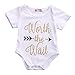 Infant Baby Golden Shiny Words Print Arrow Pattern Romper Bodysuit Outfits (0-3 M, White)