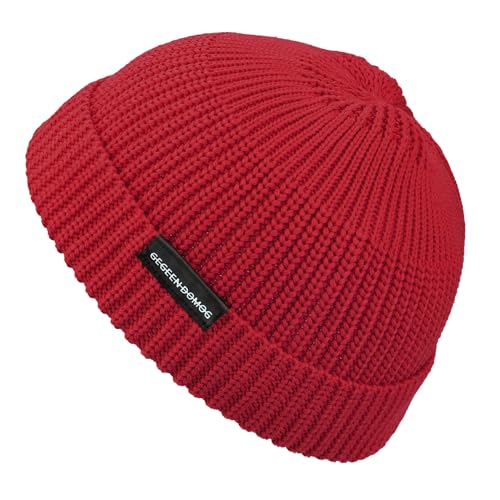 Croogo Skullies Beanies Thin Bonnet Cap Summer Casual Beanies Hat Breathable Slouchy Baggy Knit Hat,Bright Red-KH07 at Amazon