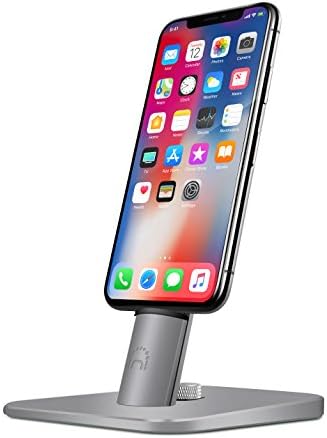 iPhone Charging Dock, Spinido Aluminum iPhone Charger Stand for iPhone X/ 8 Plus/ 8/7 /6s Plus, Support Most of Case, Comes with Lightning Cable (Grey)