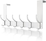 MOXTOYU 12 Hook Over Door Hanger Stainless Steel White Clothes Coat Towel Bag view 1