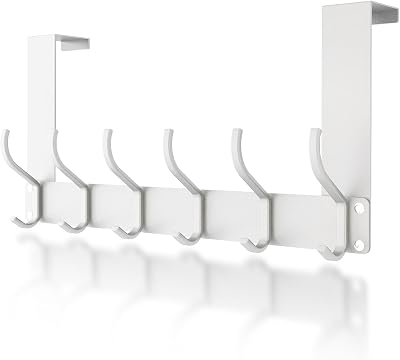 MOXTOYU 12 Hook Over Door Hanger Stainless Steel White Clothes Coat Towel Bag