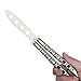 Butterfly Knife Trainer,Stainless Steel Blunt Practice Balisong Dull Pocket Training Knives Tool (steel color)