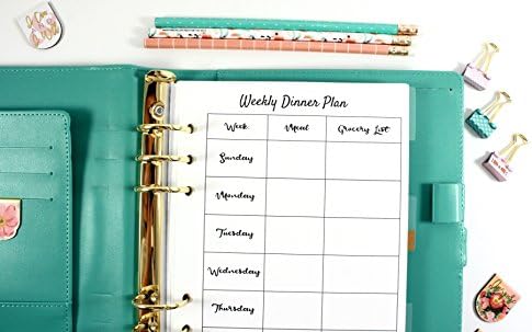A5 Planner Weekly Dinner Plan, Filofax A5 Planner Inserts, Carpe Diem A5 Inserts, Pre-punched A5 Planner Weekly Meal Planner, Carpe Diem Planner Inserts, Color Crush Planner Inserts