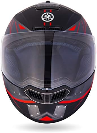 Yamaha YR7 Full Face Helmet (Matte Black with Red, XL)