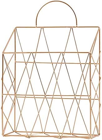 KFYOUXIN . Storage Baskets Iron tabletop Storage Basket Newspaper and Debris Storage Bins Organizer Storage Box Multifunction Storage Baskets Gold