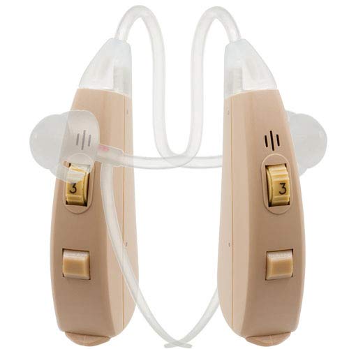 Neosonic Hearing Amplifier EZ to Aid and Assist Hearing, Easy Handling with a Unique Volume Control Wheel, Digital Sound Amplifier PSAP Device for Adults and Seniors (Beige-Pair)