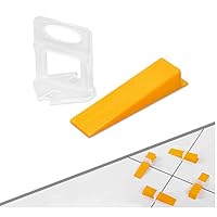 Tile Leveling System DIY Tiles Leveler Spacers 1/8 inch 300pcs Leveling Spacer Clips Plus 100pcs Reusable Wedges (1/8"(3mm) Set)