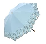 Honeystore Frilly Embroidery Lace Two Folding Parasol Travel Umbrella