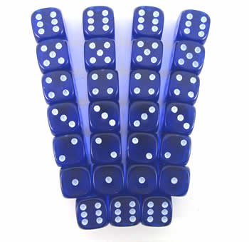Blue Translucent 12mm d6 (Set of 27 Dice)
