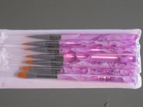 KMG UV Gel Nail Art Tips Builder Brush 7 Sizes with Bonus Glitter Powder (One Jar) And Nail Tape