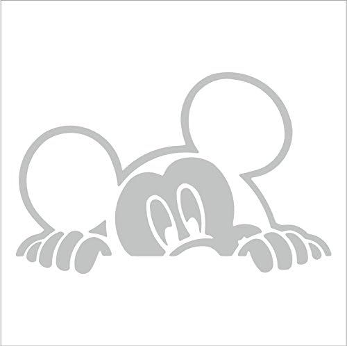 Mickey Mouse Disney Peeking Looking Car Window Decal Sticker (6", Light Grey)