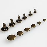 WUTA Leather Double Round Cap Rivets 6 Sizes & 4 Colors Pack of 50 Sets (6mm, Bronze)
