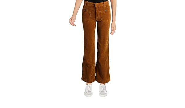 Free People Womens Hip Hugging Flared Corduroy Pants Yellow 8 At Amazon Women S Clothing Store