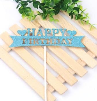 Unicornio happy Birthday Decorations Unicorn Party Kids Beautiful Cake Topper wedding favors and gifts baby shower (Blue)
