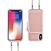 ZVE Wallet Case for iPhone Xs and X 5.8 inch, Leather Wallet Case with Crossbody Chain Credit Card Holder Slot Zipper Shoulder Handbag Pocket Purse Case for Apple iPhone X and XS - Rose Gold