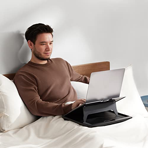 LORYERGO Laptop Lap Desk Adjustable Lap Desk for Laptop with 8 Angles & Dual Cushions