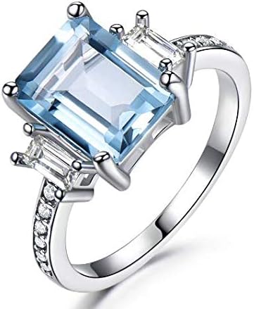 1PCS 925 Rings For Women Topaz Promise Princess Cut Gemstone Ring