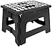 Kikkerland Rhino Foldable Step Stool – Holds Adults up to 300 Lbs, Best for Kitchen & Bathroom – Collapsible, Portable, Lightweight Stepping Stool with Sturdy, Non-Slip Design – Black, 8”