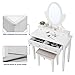 SONGMICS Vanity Table Set with Mirror and 4 Drawers, Wooden Makeup Dressing Table with Large Stool, Gift for Women Girls, White URDT22WT