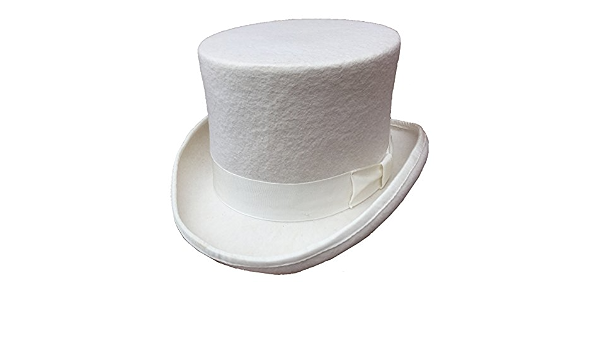 Wool Felt White Top Hat 5 in Crown (L 