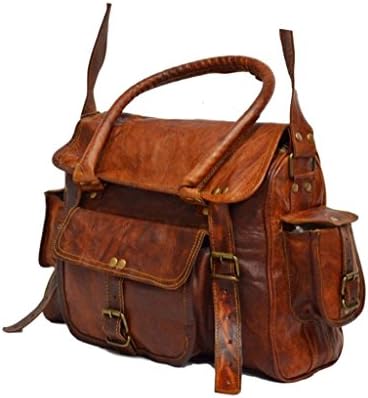 Messenger of Leather Handmade Vintage Leather Satchel Bag for Women. 9" x 12" x 4"