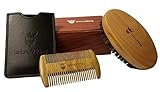 STRIKING VIKING Men's Beard Grooming Kit - Heavy Duty, Premium Beard Comb and Brush Set - 100% Boars Hair Beard Brush and Sandalwood Comb, Mens Gift Set