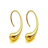 DZT1968 Women girl Elegant Fashion 925 Sterling Silver Ear Stud droplets Earrings (Gold)
