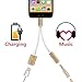 Superior Quality Lightning to 3.5mm Headphone Jack Adapter with Lightning Charging Port Supports [Simultaneous Music and Charge] for iPhone 7, iPhone 7 Plus (Gold)