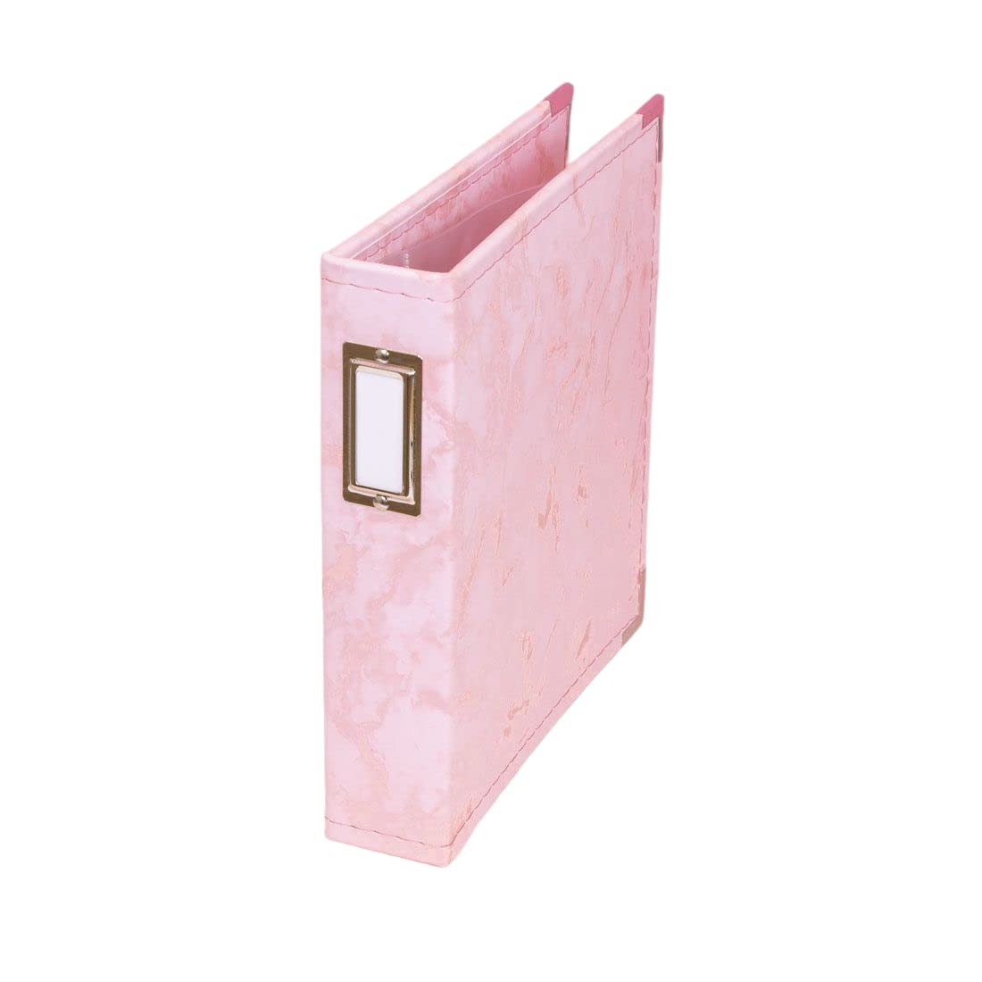 Craftelier - Eco-Leather Photo Album with Pink Marble Covers, 2 Rings and 5 Sleeves 16 x 21.5 cm (6 x 8 inches) | Customisable, Perfect for Photography, Layouts and Project Life Compositions