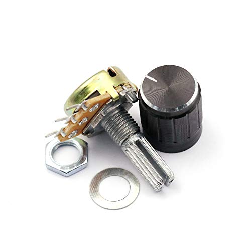 DaFuRui 21Pcs[7 Values x 3pcs] B5K B10K B20K B50K B100K B250K B500K Ohm 3 Terminals Knurled Shaft Linear Rotary Taper Potentiometer with Black Knob Kit - Thumbnail 5