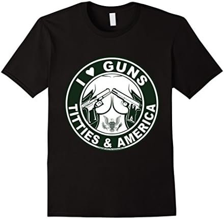 Mens I Love Guns &amp; Titties &amp; America XL Black