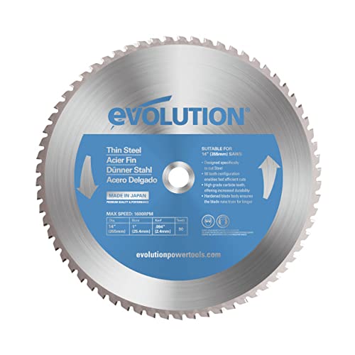 Evolution (T355TCT-90CS) - 355mm Sägeblatt zum Schneiden von Edelstahl - Metall-Sägeblatt mit Hartmetallbestückung erzeugt praktisch keine Hitze, Grate oder Funken, Silber