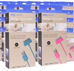 10' Tech Universe TU9010 USB 2.0 to 30-Pin Dock Connector Charge &amp; Sync Cable for iPad/iPhone/iPod (pink)
