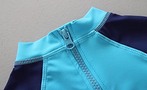 BANGELY Baby Boy Summer Long Sleeve One Piece Rashguard Swimsuit Sun Protection Swimwear Size 12-18M (Blue) - Thumbnail 4