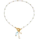 Todu Starfish Necklace for Women Beaded Starfish Fish Toggle Choker Necklace Boho Hawaiian Ocean Summer Holiday Vacation Beach Jewelry