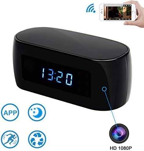 WiFi Mini Camera Clock-Pelay HD 1080P P2P Wireless Video Camcorder,2-Way Communication and Motion Detection,140 Degrees,Security Home Nanny Cam for iPhone,Android and PC APP Remote View