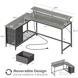 Huuger Reversible L Shaped Computer Desk with