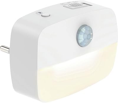Luz nocturna con sensor de movimiento y función crepuscular, enchufe LED, seguridad infantil y función de ahorro de energía, 3 niveles de brillo