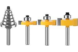WSOOX 1/4 Inch Shank Rabbet Router Bit Set, 3 Pieces Rabbeting Router Bit with 6 Bearings Set (1/8", 1/4", 5/16", 3/8", 7/16", 1/2" Bearings) (1/4 Inch)