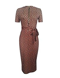 SHINFY - Vestido elegante de manga corta para mujer con cinturón