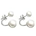 SmallDragon Women's 1 Pair 925 Sterling Silver Double Sided Ball Front Back Pearl Stud Earrings (White)