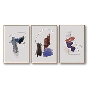 3 Piece Framed Canvas Home Artwork Decoration Abstract Color Block Canvas Wall Art for Living Room, Bedroom - 16"x24"x3 Panels