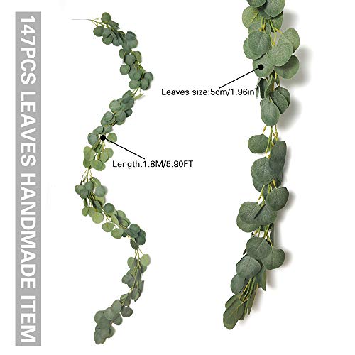 PUPOUSE Eucalyptus Garlands Artificial Greenery Garland Faux Silk Eucalyptus Vines Wedding Backdrop Wall Arch Wall Decor Flower Arrangement Green
